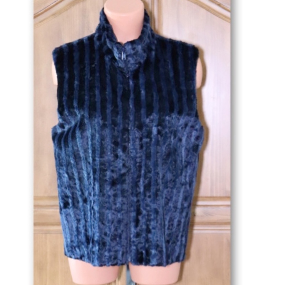Simon Chang Blue Faux Fur Vest